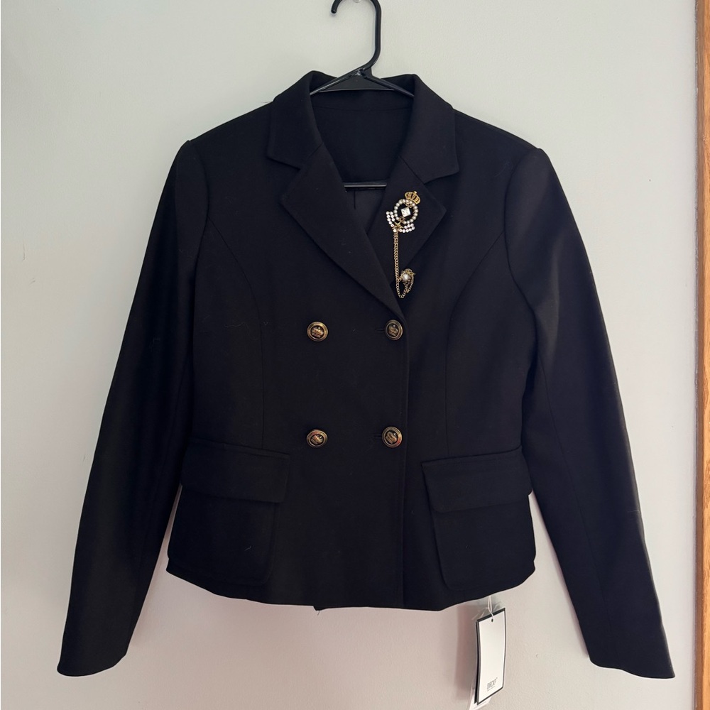 Elegant Black Double-Breasted Women's Jacket